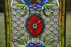 SOLD OUT! 20.75 x 34.75 Stunning Jeweled Tiffany Style stained glass panel