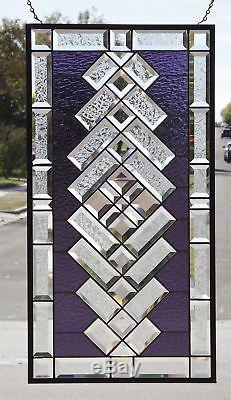 SPECTRUMBeveled Stained Glass Window Panel 31 3/4 x 16 3/4
