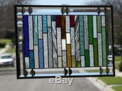 SPLASH Beveled Stained Glass Window Panel 21 3/8 x 12 3/8