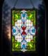 SPLENDID Stained Glass Window Panel Floral Hanging Suncatcher 29x17 Art Nouveau