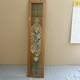 STAINED GLASS 40x9 WINDOW PANEL OAK FRAMED BLUE/CLEAR ETCHED HUMMINGBIRD Flower