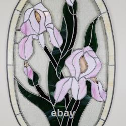 STAINED GLASS Vintage Original Art Window Panel 22.5x13.75 Flower Suncatcher