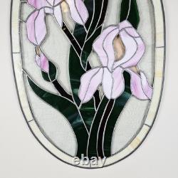 STAINED GLASS Vintage Original Art Window Panel 22.5x13.75 Flower Suncatcher