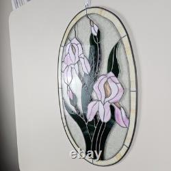 STAINED GLASS Vintage Original Art Window Panel 22.5x13.75 Flower Suncatcher