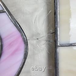 STAINED GLASS Vintage Original Art Window Panel 22.5x13.75 Flower Suncatcher