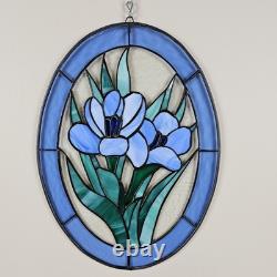 STAINED GLASS Vintage Original Artisan Suncatcher Window Panel VTG Flower Art