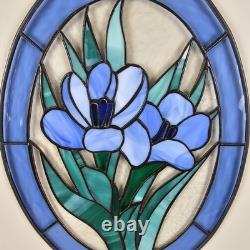 STAINED GLASS Vintage Original Artisan Suncatcher Window Panel VTG Flower Art