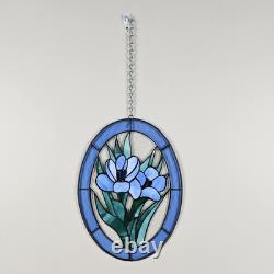 STAINED GLASS Vintage Original Artisan Suncatcher Window Panel VTG Flower Art