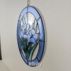 STAINED GLASS Vintage Original Artisan Suncatcher Window Panel VTG Flower Art