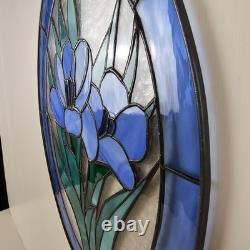 STAINED GLASS Vintage Original Artisan Suncatcher Window Panel VTG Flower Art