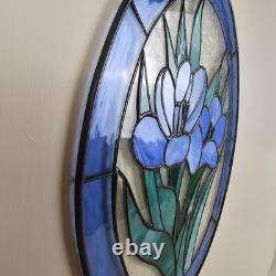 STAINED GLASS Vintage Original Artisan Suncatcher Window Panel VTG Flower Art
