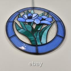 STAINED GLASS Vintage Original Artisan Suncatcher Window Panel VTG Flower Art