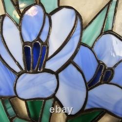 STAINED GLASS Vintage Original Artisan Suncatcher Window Panel VTG Flower Art