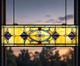 STUNNING Art Deco Stained Glass Window Panel Hanging Suncatcher Amber Blue 32