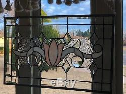 SUNCATCHER VICTORIAN STAINED GLASS PANEL 14 X 21 1/2 Inches