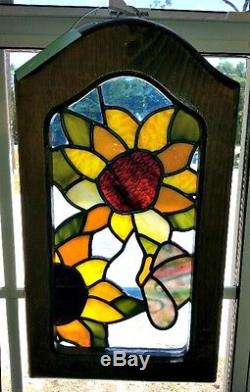 SUNFLOWER PANEL Stained Glass panel IN FRAME 15.24 T x 9 w