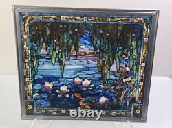 SUPERB Jacques Gruber Water Lilies Stained Glass Panel by Glassmasters 13x11.8