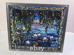 SUPERB Jacques Gruber Water Lilies Stained Glass Panel by Glassmasters 13x11.8