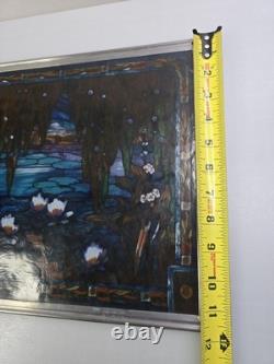 SUPERB Jacques Gruber Water Lilies Stained Glass Panel by Glassmasters 13x11.8