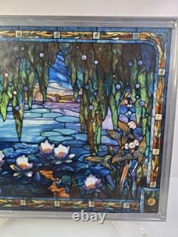 SUPERB Jacques Gruber Water Lilies Stained Glass Panel by Glassmasters 13x11.8