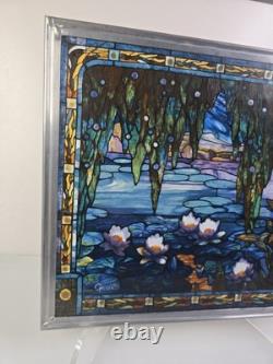 SUPERB Jacques Gruber Water Lilies Stained Glass Panel by Glassmasters 13x11.8