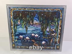 SUPERB Jacques Gruber Water Lilies Stained Glass Panel by Glassmasters 13x11.8