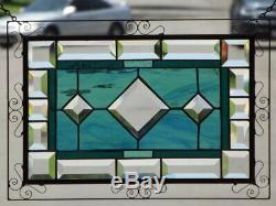 SWEET PEA Beveled Stained Glass Window Panel 17 3/8x 12