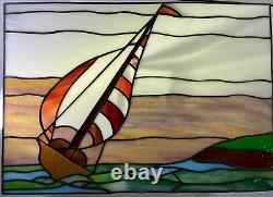 Sailboat Leaded Stained Glass Window Panel Suncather