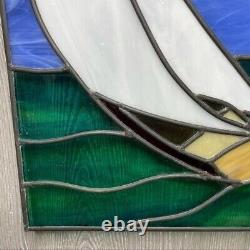 Sailboat stained glass suncatcher nautical stained glass panel