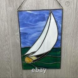 Sailboat stained glass suncatcher nautical stained glass panel