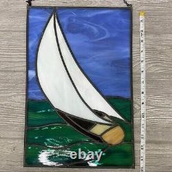 Sailboat stained glass suncatcher nautical stained glass panel