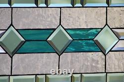 Sale $ 25.00 Off Classic Green's Beveled Stained Glass Panel 28 5/8x16 1/2