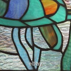 Sea Turtule Hanging Window Panel Suncatcher Tiffany Style Stained Glass 10x10in