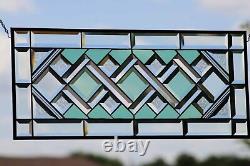 Seafoam Stained Glass Window Panel 28 1/2x12 1/2 Ready2Hang -Transom/sidelight