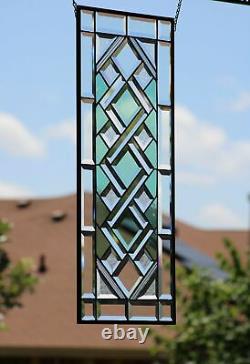 Seafoam Stained Glass Window Panel 28 1/2x12 1/2 Ready2Hang -Transom/sidelight