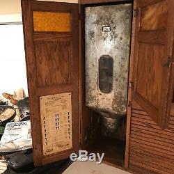 Sellers Cabinet stain glass panels hoosier cabinet