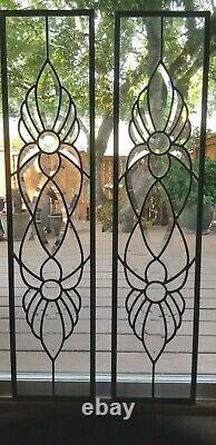 Set/2 Clear Stained Glass Panels withBevels For Window Door 36-3/8 x 8-3/8