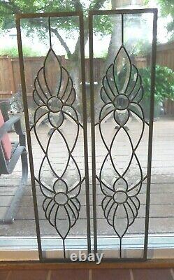 Set/2 Clear Stained Glass Panels withBevels For Window Door 36-3/8 x 8-3/8