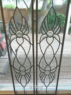 Set/2 Clear Stained Glass Panels withBevels For Window Door 36-3/8 x 8-3/8