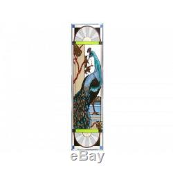 Set/2 Peacock Bird Art Glass Window Panel Suncatcher 10.25 x 42 Home Decor