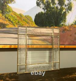 Set LOT x 4 Leaded Glass Panels 14 Square Beveled Clear Architectural Windows