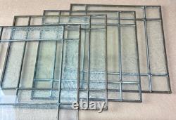 Set LOT x 4 Leaded Glass Panels 14 Square Beveled Clear Architectural Windows