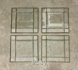 Set LOT x 4 Leaded Glass Panels 14 Square Beveled Clear Architectural Windows