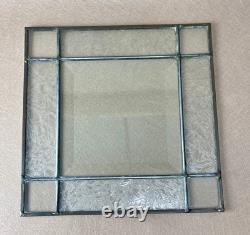 Set LOT x 4 Leaded Glass Panels 14 Square Beveled Clear Architectural Windows