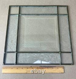 Set LOT x 4 Leaded Glass Panels 14 Square Beveled Clear Architectural Windows