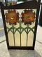Set Of Two Arts And Craft Period Leaded Stained Glass Panels Poppy Design