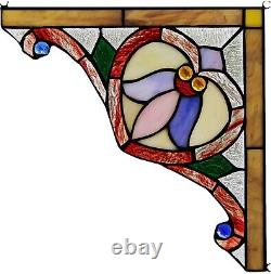 Set of 2 8 x 8 Victorian Stell Tiffany Style Stained Glass Corner Window Decor