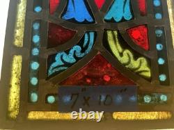 Set of 2 Leaded Stained Glass Panels Art Deco Abstract Multicolor 7x10