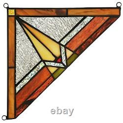 Set of 2 Mission Tiffany Style Stained Glass Corner Window Panel 8 Home Decor