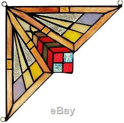 Set of 2 Mission Tiffany Style Stained Glass Corner Window Panel 8 Home Decor